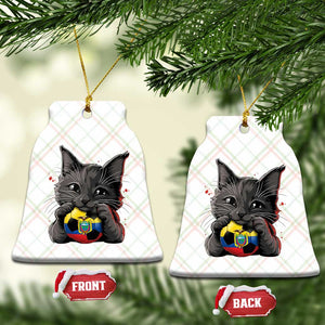 Ecuador Black Cat Soccer Game Day Ceramic Ornament Cat Lover Gift
