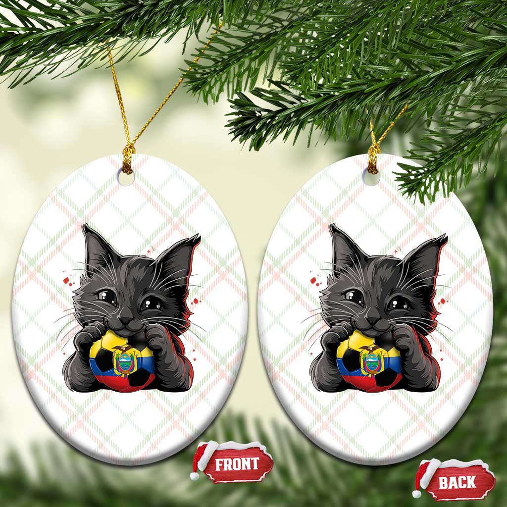 Ecuador Black Cat Soccer Game Day Ceramic Ornament Cat Lover Gift