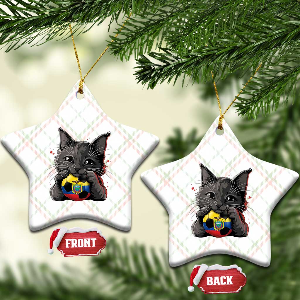 Ecuador Black Cat Soccer Game Day Ceramic Ornament Cat Lover Gift