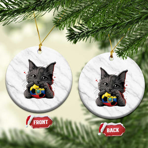 Ecuador Black Cat Soccer Game Day Ceramic Ornament Cat Lover Gift