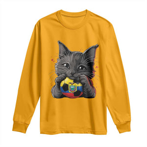 Ecuador Black Cat Soccer Game Day Long Sleeve Shirt Cat Lover Gift