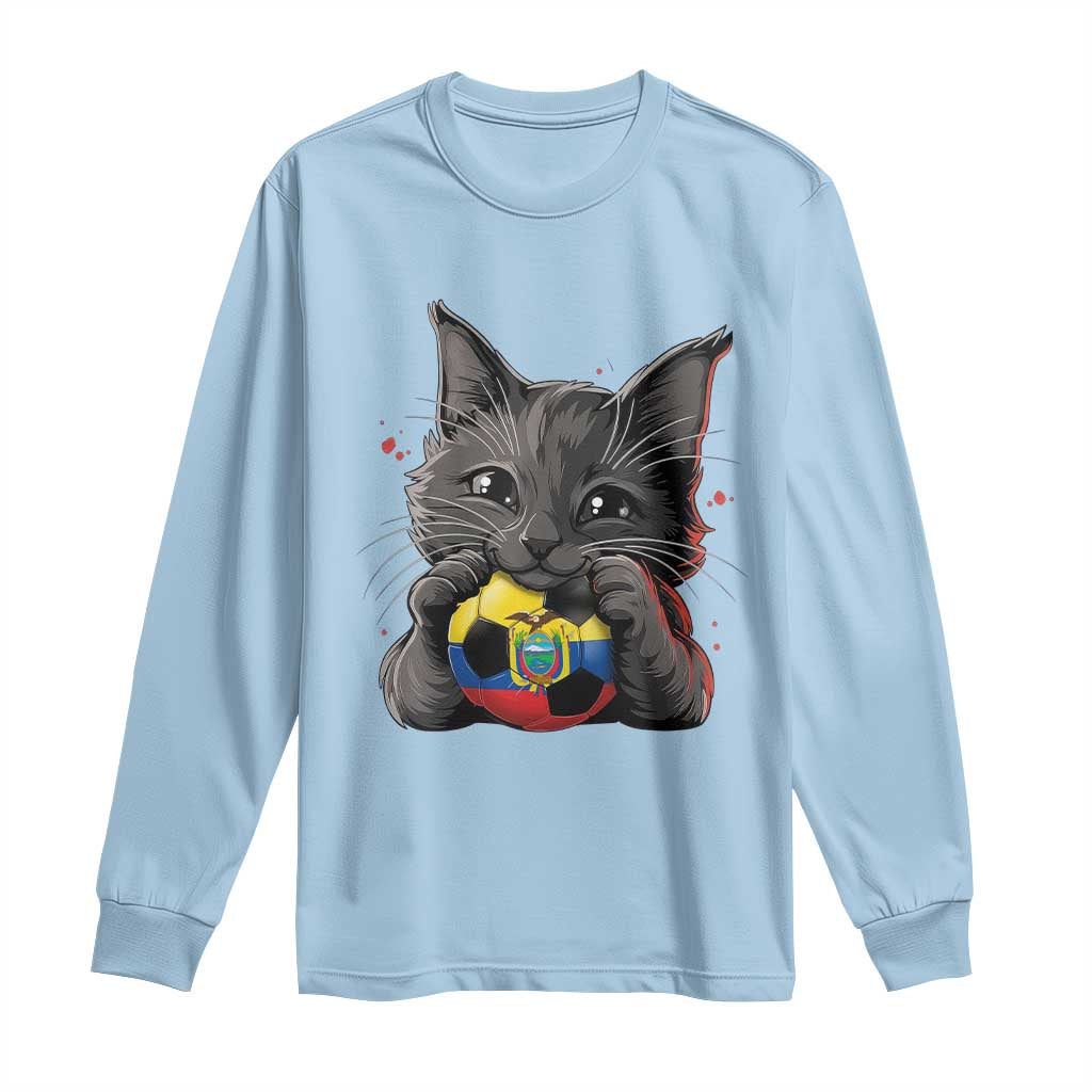Ecuador Black Cat Soccer Game Day Long Sleeve Shirt Cat Lover Gift
