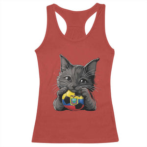Ecuador Black Cat Soccer Game Day Racerback Tank Top Cat Lover Gift