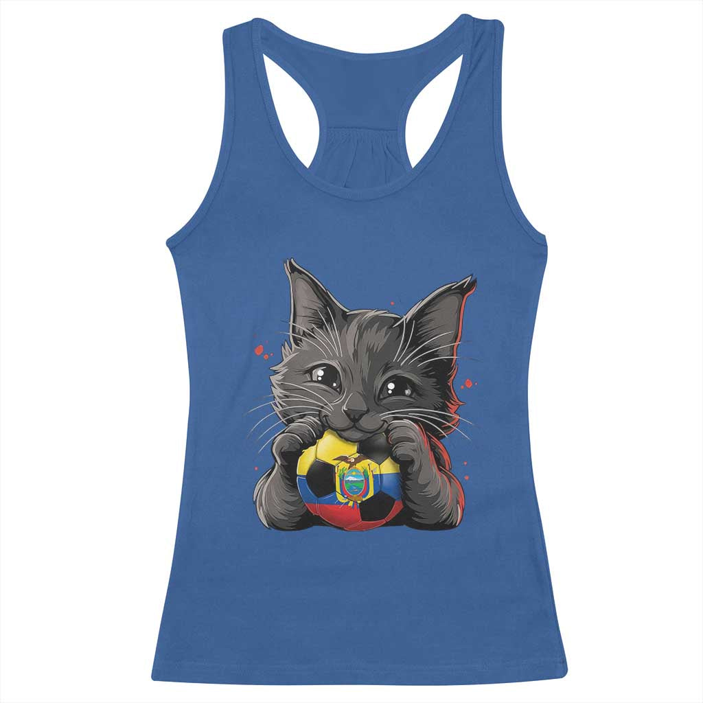 Ecuador Black Cat Soccer Game Day Racerback Tank Top Cat Lover Gift