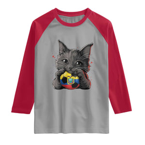 Ecuador Black Cat Soccer Game Day Raglan Shirt Cat Lover Gift