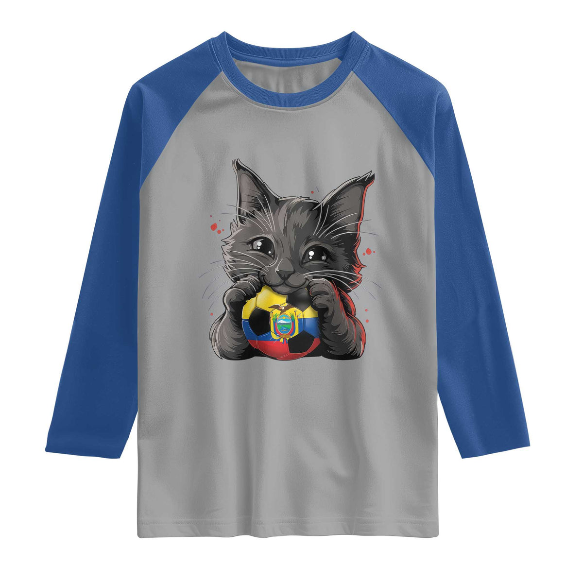 Ecuador Black Cat Soccer Game Day Raglan Shirt Cat Lover Gift