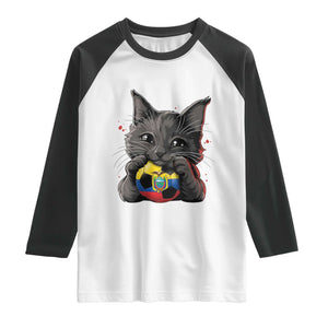Ecuador Black Cat Soccer Game Day Raglan Shirt Cat Lover Gift