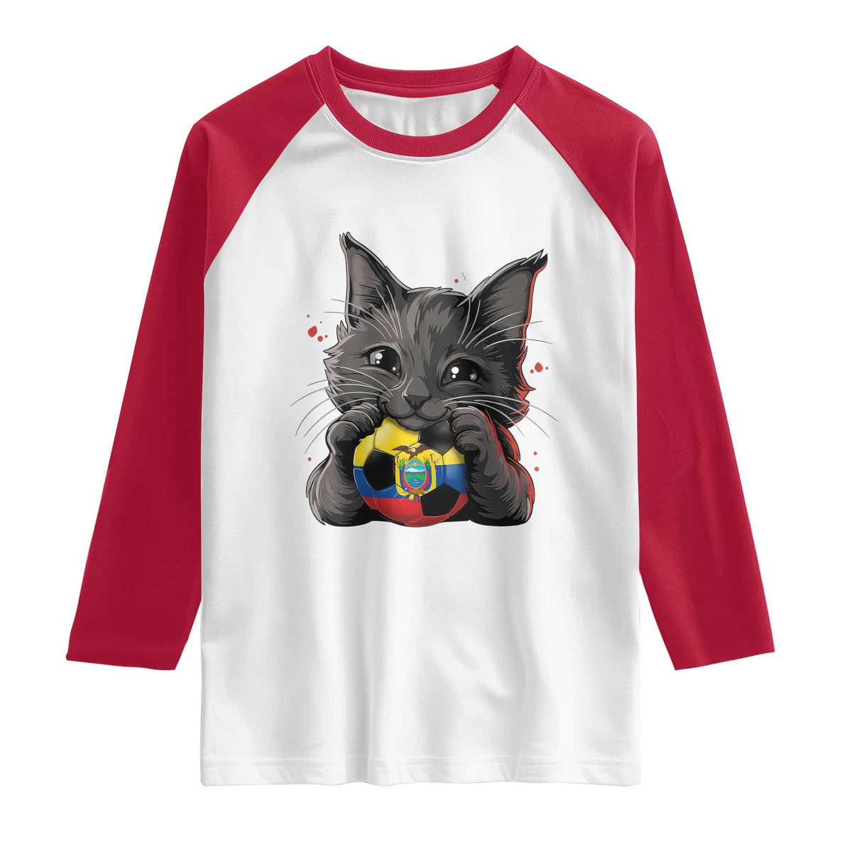 Ecuador Black Cat Soccer Game Day Raglan Shirt Cat Lover Gift