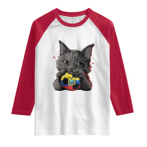 Ecuador Black Cat Soccer Game Day Raglan Shirt Cat Lover Gift