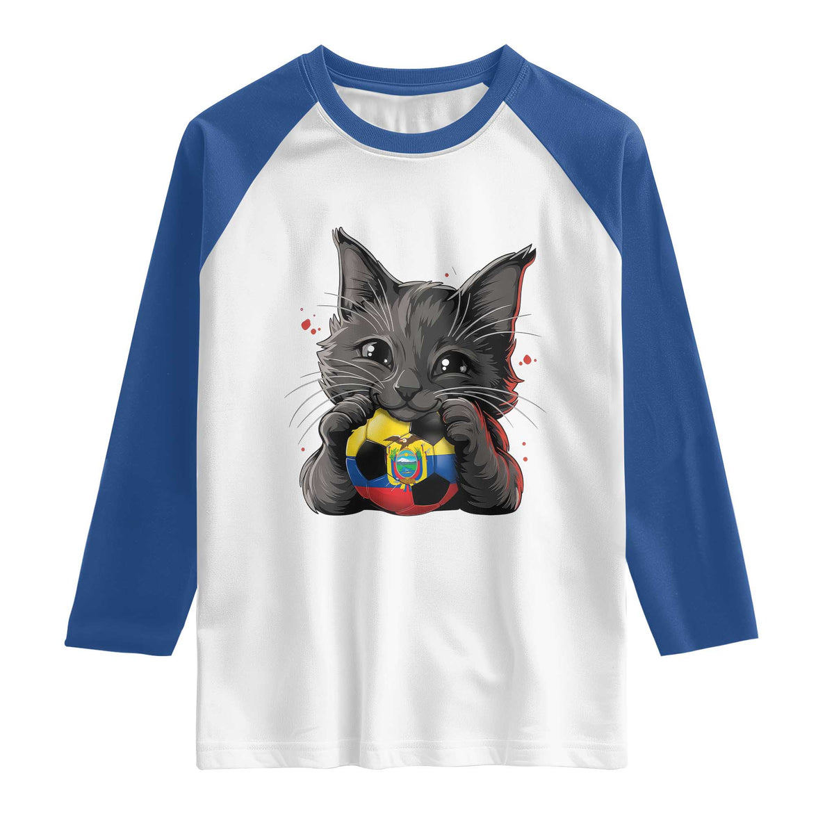 Ecuador Black Cat Soccer Game Day Raglan Shirt Cat Lover Gift