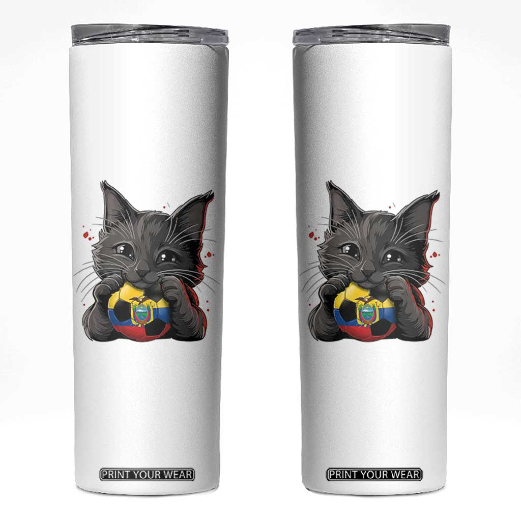 Ecuador Black Cat Soccer Game Day Skinny Tumbler Cat Lover Gift