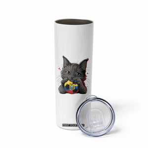 Ecuador Black Cat Soccer Game Day Skinny Tumbler Cat Lover Gift