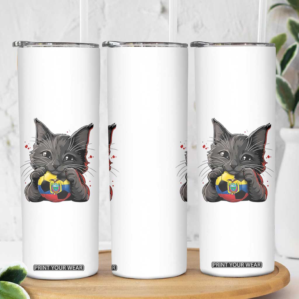 Ecuador Black Cat Soccer Game Day Skinny Tumbler Cat Lover Gift