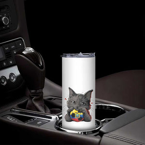 Ecuador Black Cat Soccer Game Day Skinny Tumbler Cat Lover Gift