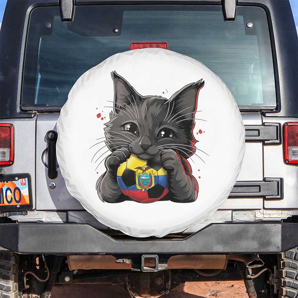 Ecuador Black Cat Soccer Game Day Spare Tire Cover Cat Lover Gift TS12 No hole White Print Your Wear