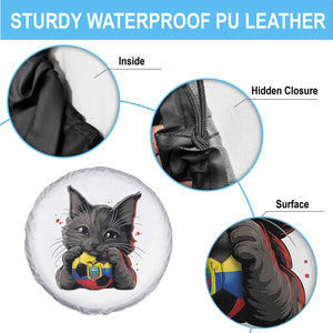 Ecuador Black Cat Soccer Game Day Spare Tire Cover Cat Lover Gift