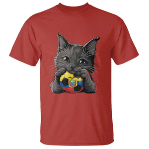 Ecuador Black Cat Soccer Game Day T Shirt Cat Lover Gift