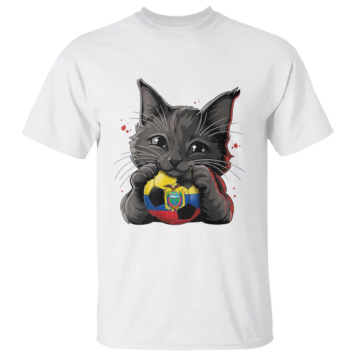 Ecuador Black Cat Soccer Game Day T Shirt Cat Lover Gift TS12 White Print Your Wear