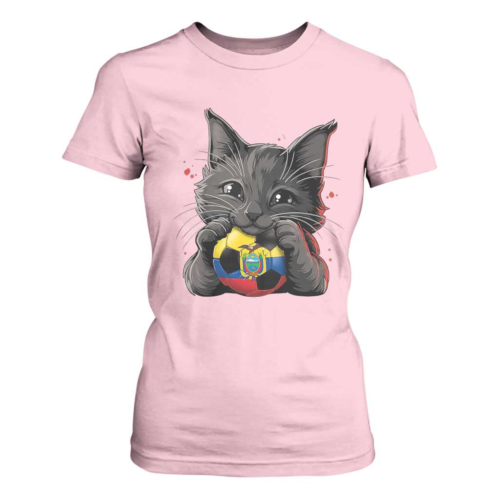 Ecuador Black Cat Soccer Game Day T Shirt For Women Cat Lover Gift