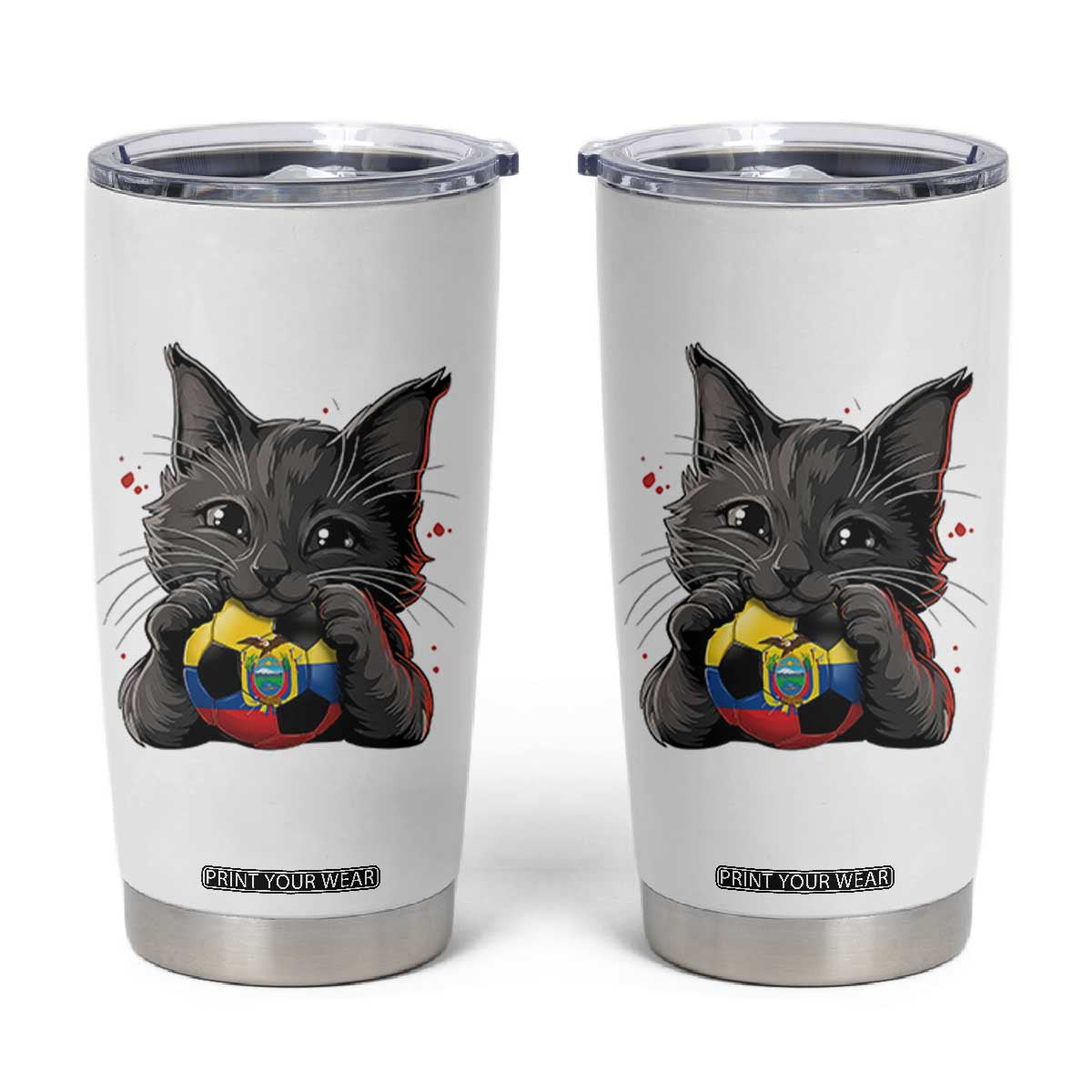 Ecuador Black Cat Soccer Game Day Tumbler Cup Cat Lover Gift TS12 White Print Your Wear