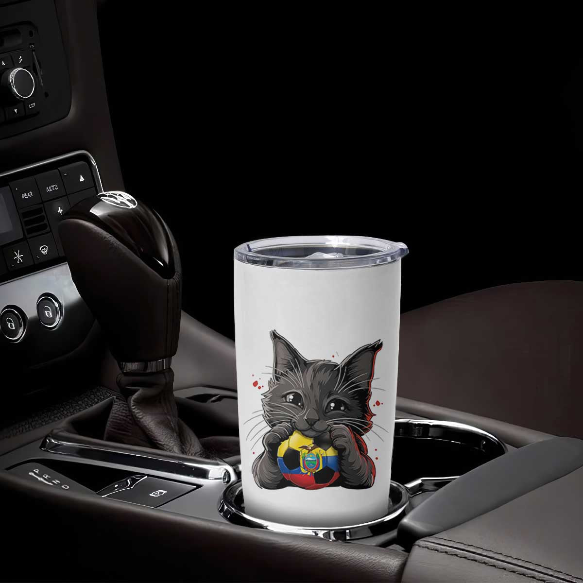 Ecuador Black Cat Soccer Game Day Tumbler Cup Cat Lover Gift