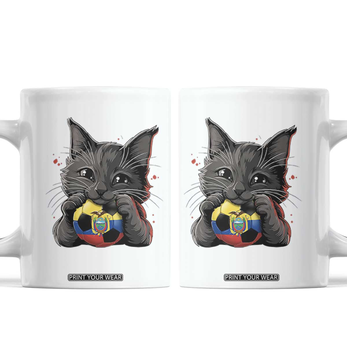 Ecuador Black Cat Soccer Game Day Coffee Mug Cat Lover Gift