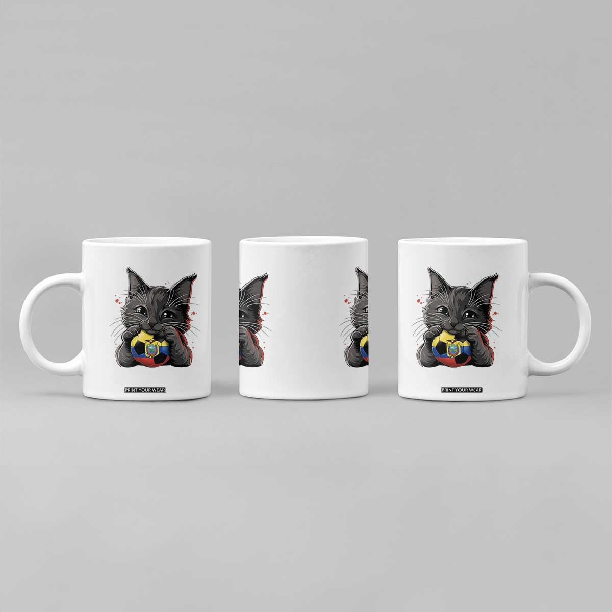 Ecuador Black Cat Soccer Game Day Coffee Mug Cat Lover Gift
