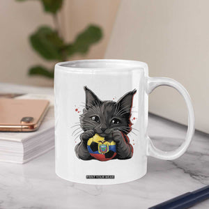 Ecuador Black Cat Soccer Game Day Coffee Mug Cat Lover Gift