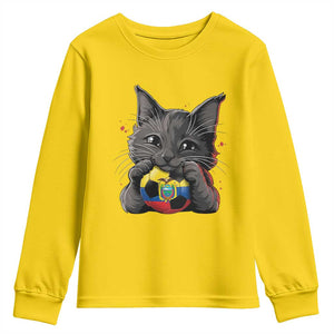 Ecuador Black Cat Soccer Game Day Youth Sweatshirt Cat Lover Gift