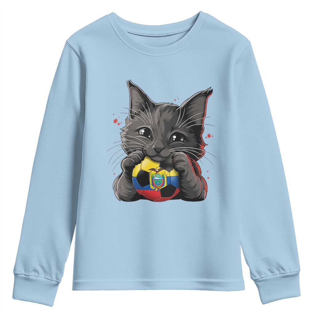 Ecuador Black Cat Soccer Game Day Youth Sweatshirt Cat Lover Gift
