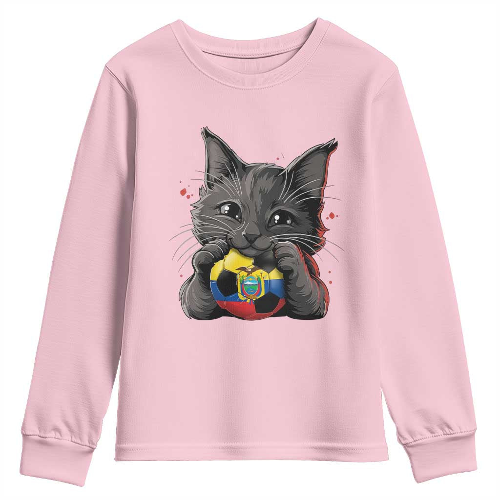 Ecuador Black Cat Soccer Game Day Youth Sweatshirt Cat Lover Gift