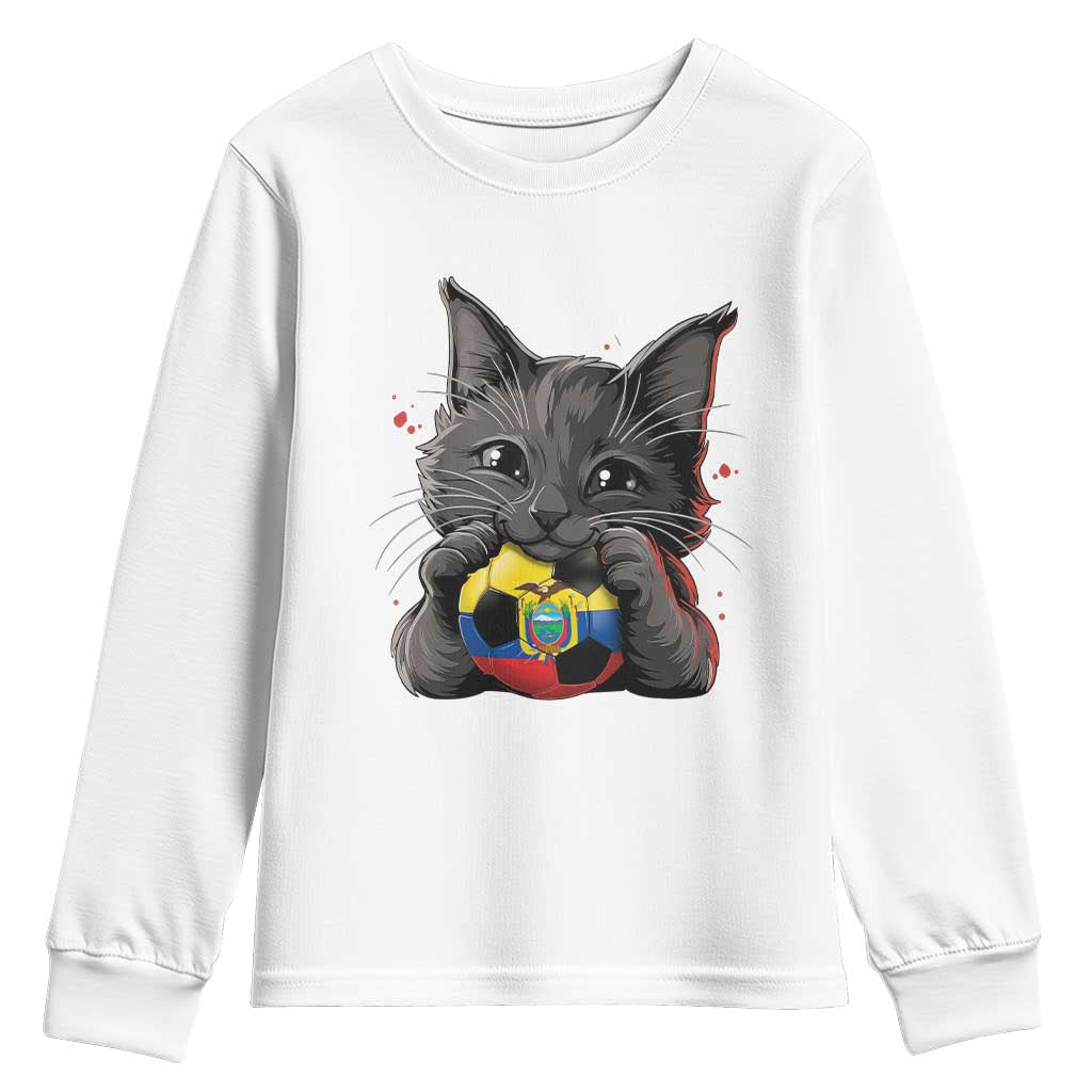 Ecuador Black Cat Soccer Game Day Youth Sweatshirt Cat Lover Gift