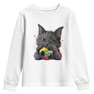 Ecuador Black Cat Soccer Game Day Youth Sweatshirt Cat Lover Gift