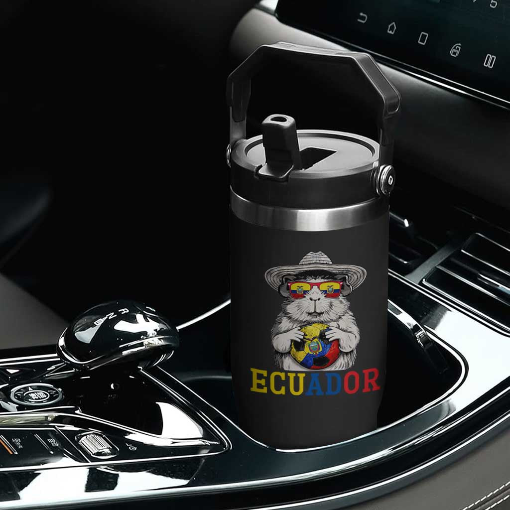 Funny Ecuador Guinea Pig Soccer Fan Flip Straw Tumbler Cavy Lover Gift