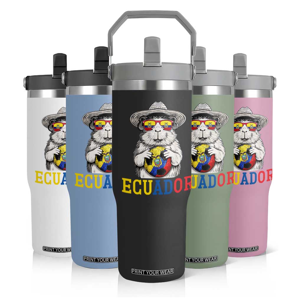 Funny Ecuador Guinea Pig Soccer Fan Flip Straw Tumbler Cavy Lover Gift