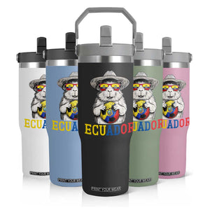 Funny Ecuador Guinea Pig Soccer Fan Flip Straw Tumbler Cavy Lover Gift