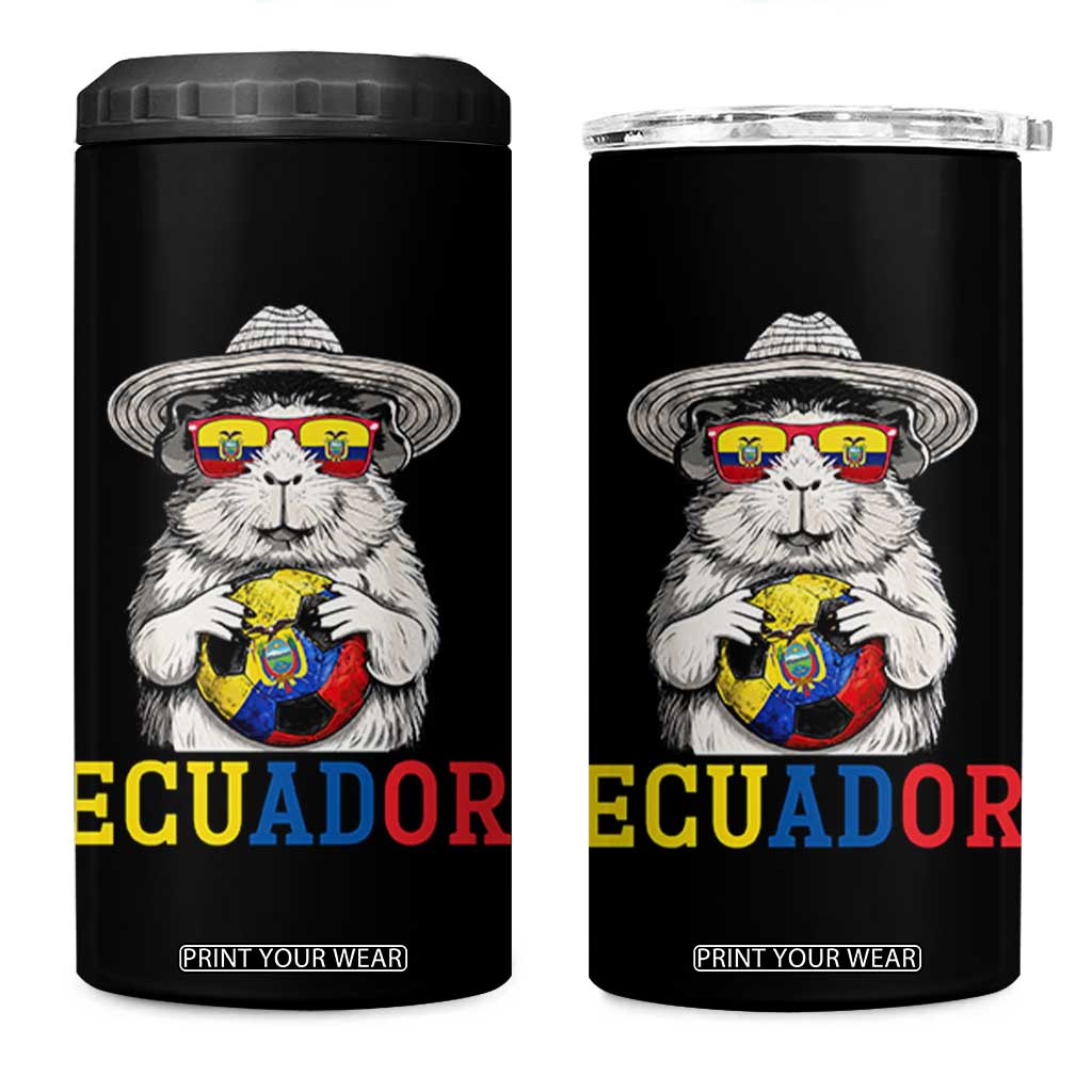 Funny Ecuador Guinea Pig Soccer Fan 4 in 1 Can Cooler Tumbler Cavy Lover Gift