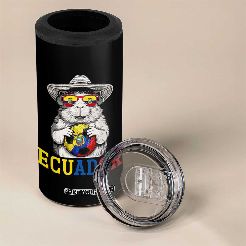 Funny Ecuador Guinea Pig Soccer Fan 4 in 1 Can Cooler Tumbler Cavy Lover Gift