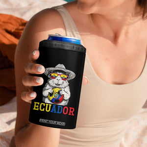 Funny Ecuador Guinea Pig Soccer Fan 4 in 1 Can Cooler Tumbler Cavy Lover Gift