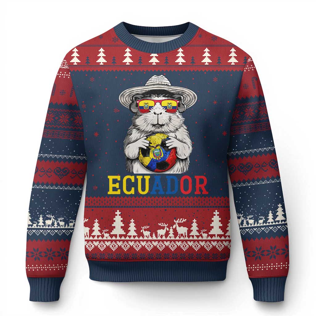 Funny Ecuador Guinea Pig Soccer Fan Ugly Christmas Sweater Cavy Lover Gift