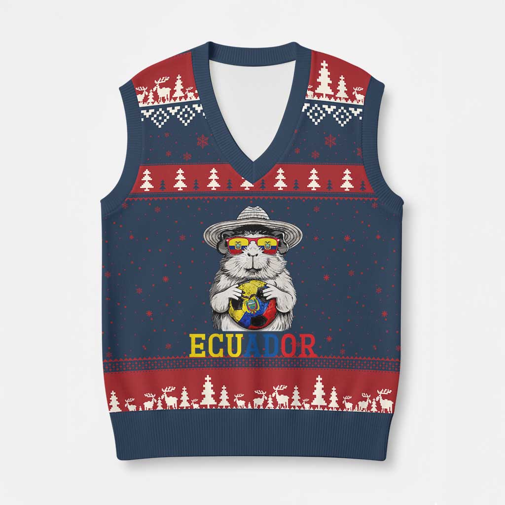 Funny Ecuador Guinea Pig Soccer Fan V-Neck Knit Sweater Vest Cavy Lover Gift TS12 Navy Red Print Your Wear
