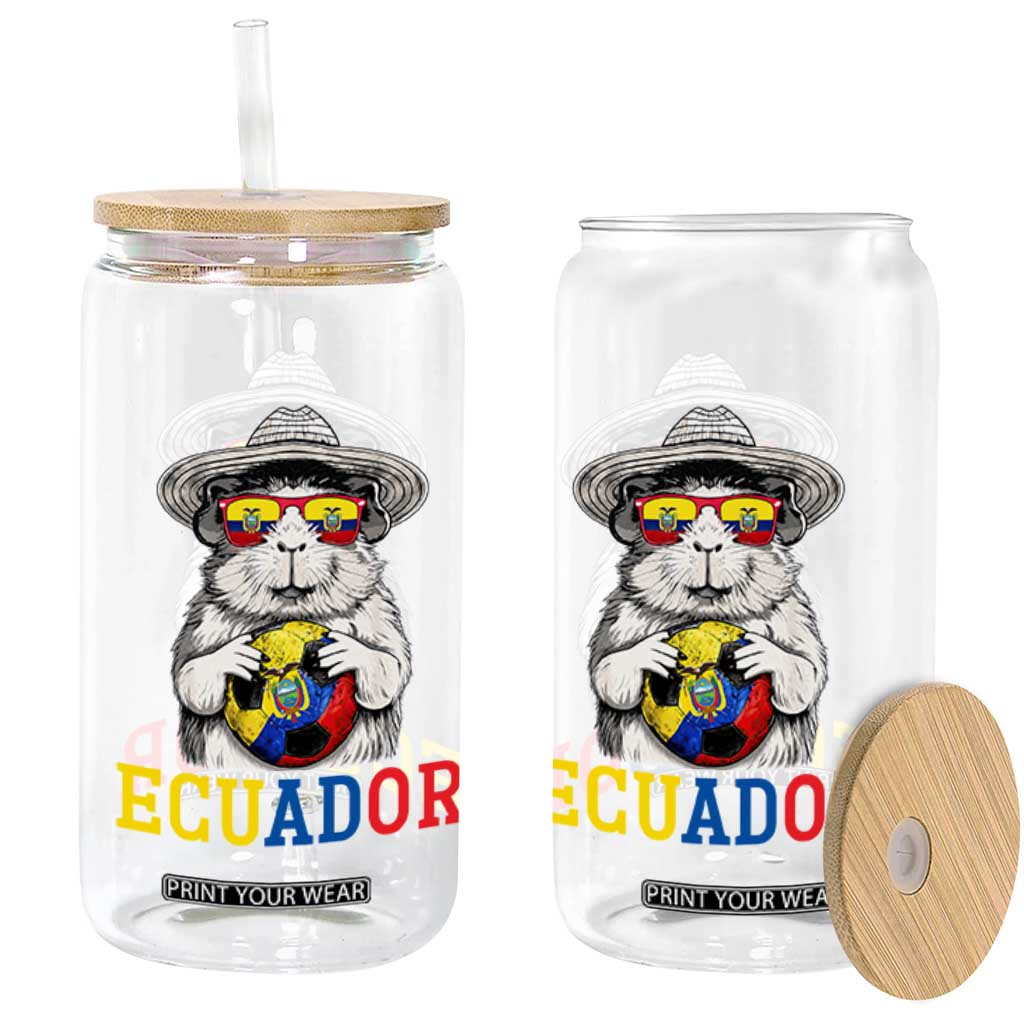 Funny Ecuador Guinea Pig Soccer Fan Glass Can Cavy Lover Gift