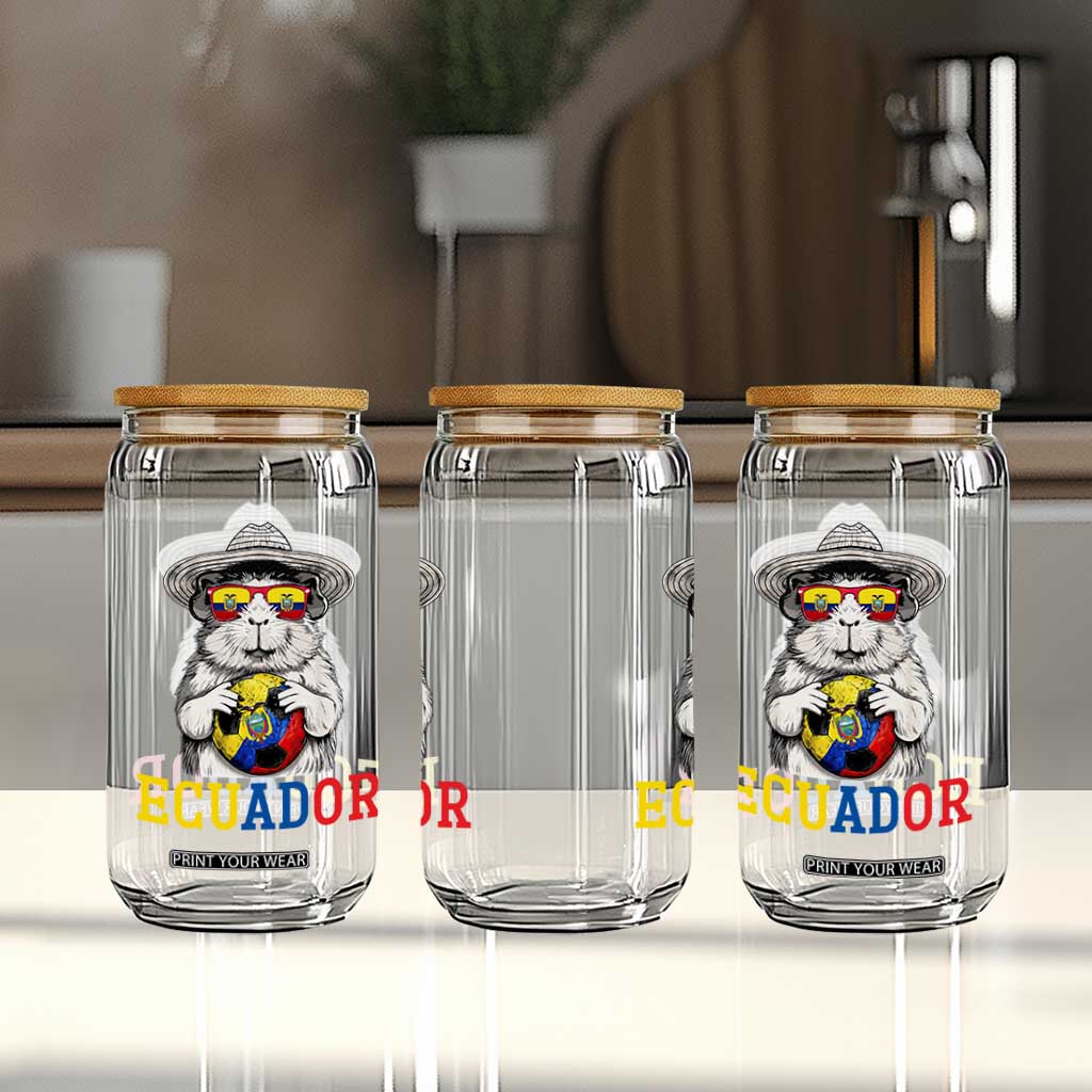 Funny Ecuador Guinea Pig Soccer Fan Glass Can Cavy Lover Gift