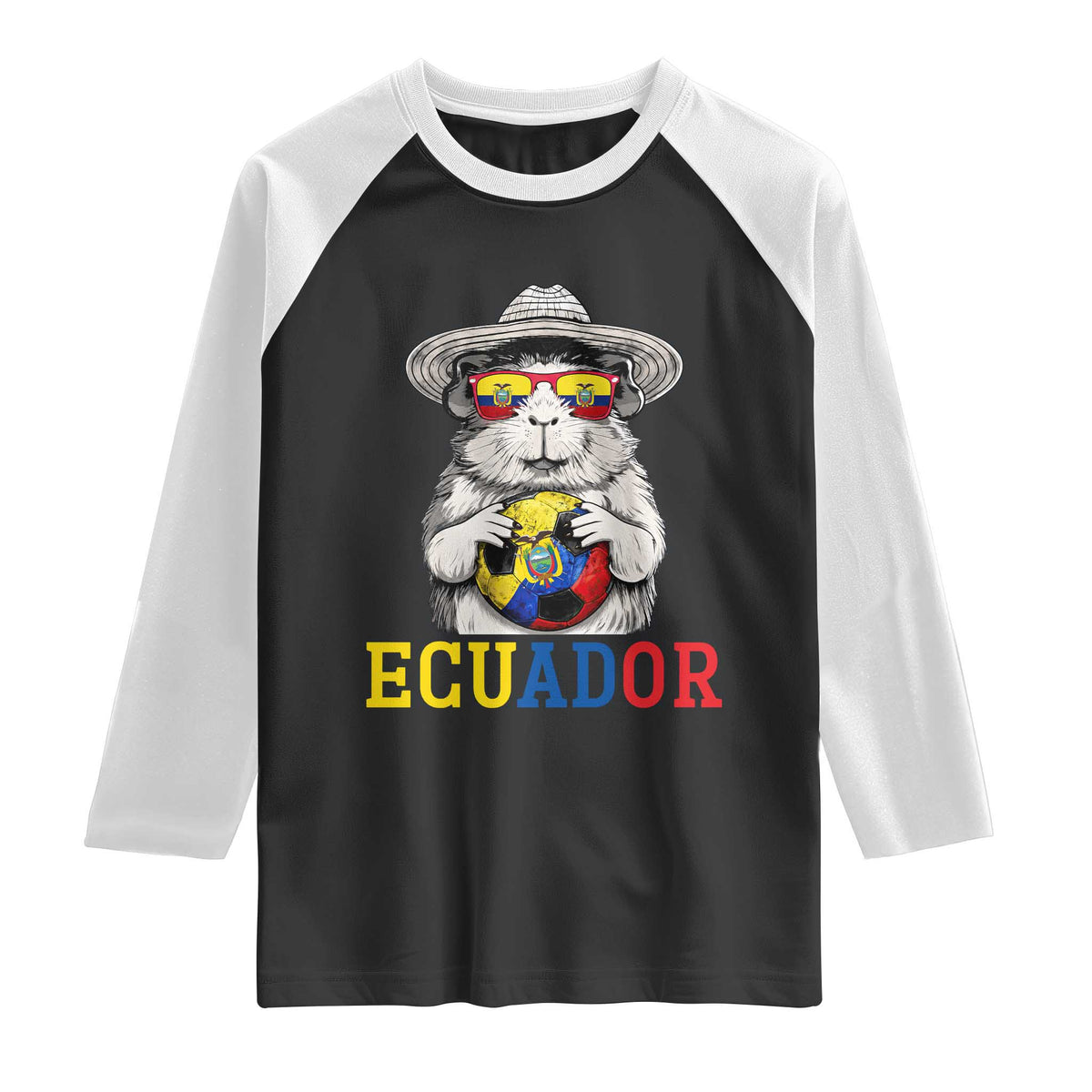Funny Ecuador Guinea Pig Soccer Fan Raglan Shirt Cavy Lover Gift