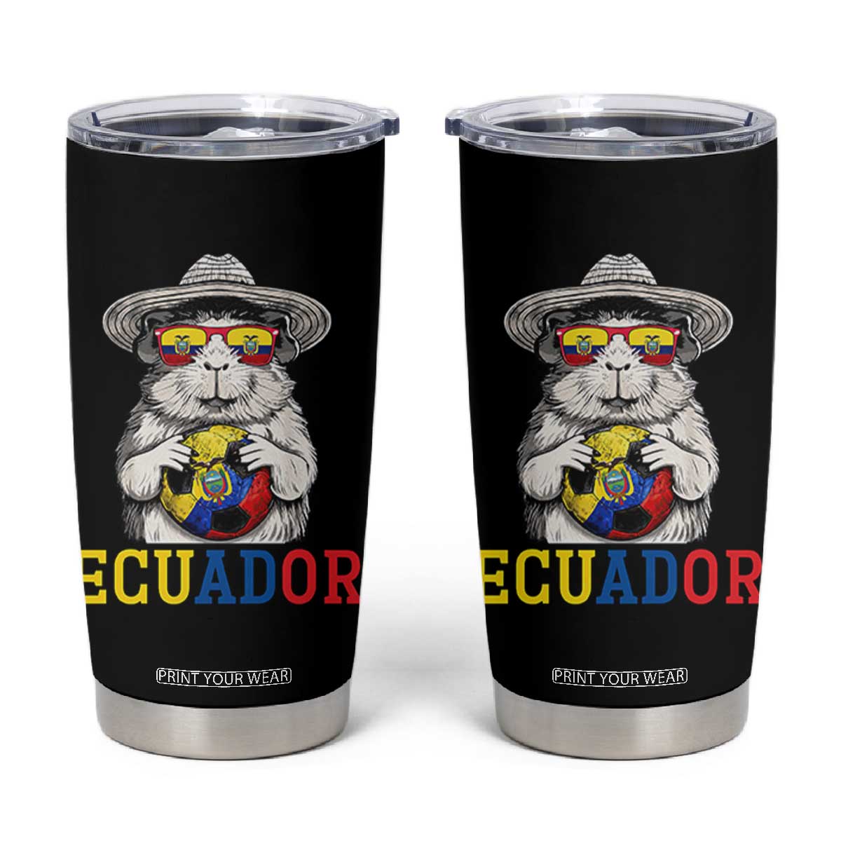 Funny Ecuador Guinea Pig Soccer Fan Tumbler Cup Cavy Lover Gift TS12 Black Print Your Wear