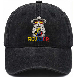 Funny Ecuador Guinea Pig Soccer Fan Washed Cotton Baseball Cap Cavy Lover Gift