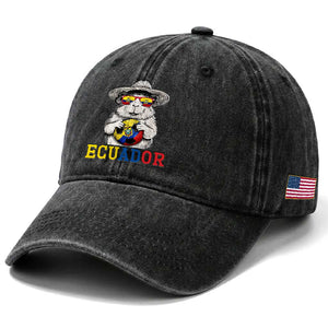 Funny Ecuador Guinea Pig Soccer Fan Washed Cotton Baseball Cap Cavy Lover Gift