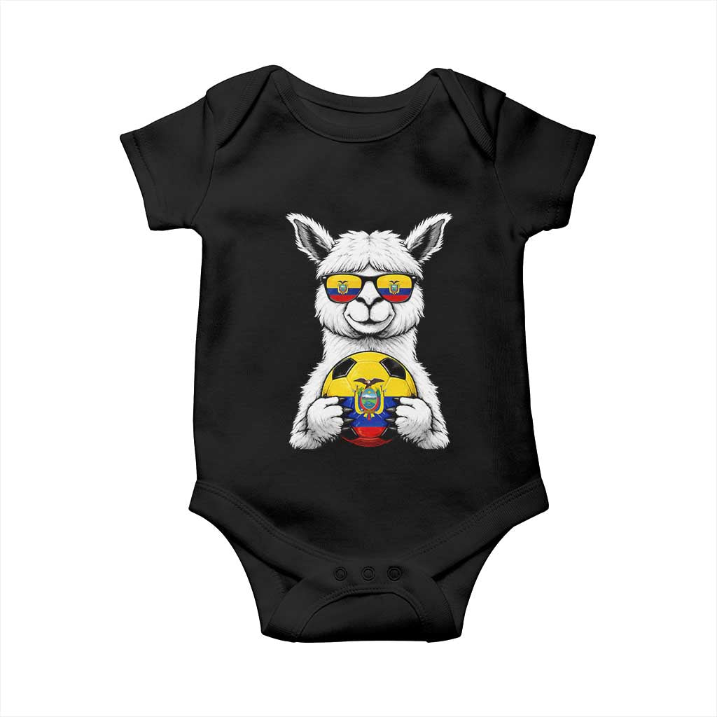 Funny Ecuador Alpaca Soccer Lover Baby Onesie South American Pride Gift