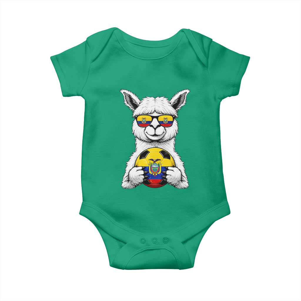 Funny Ecuador Alpaca Soccer Lover Baby Onesie South American Pride Gift