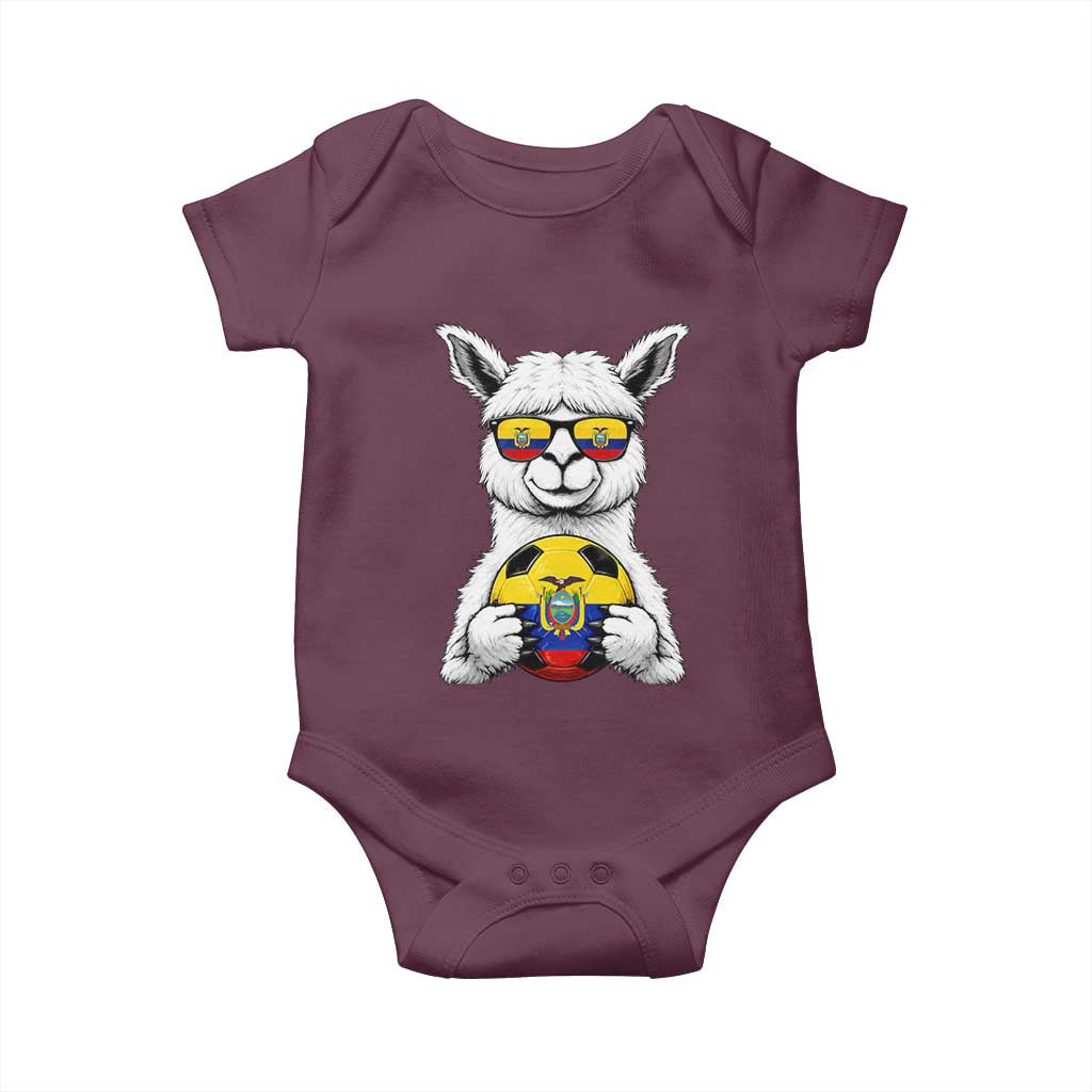 Funny Ecuador Alpaca Soccer Lover Baby Onesie South American Pride Gift